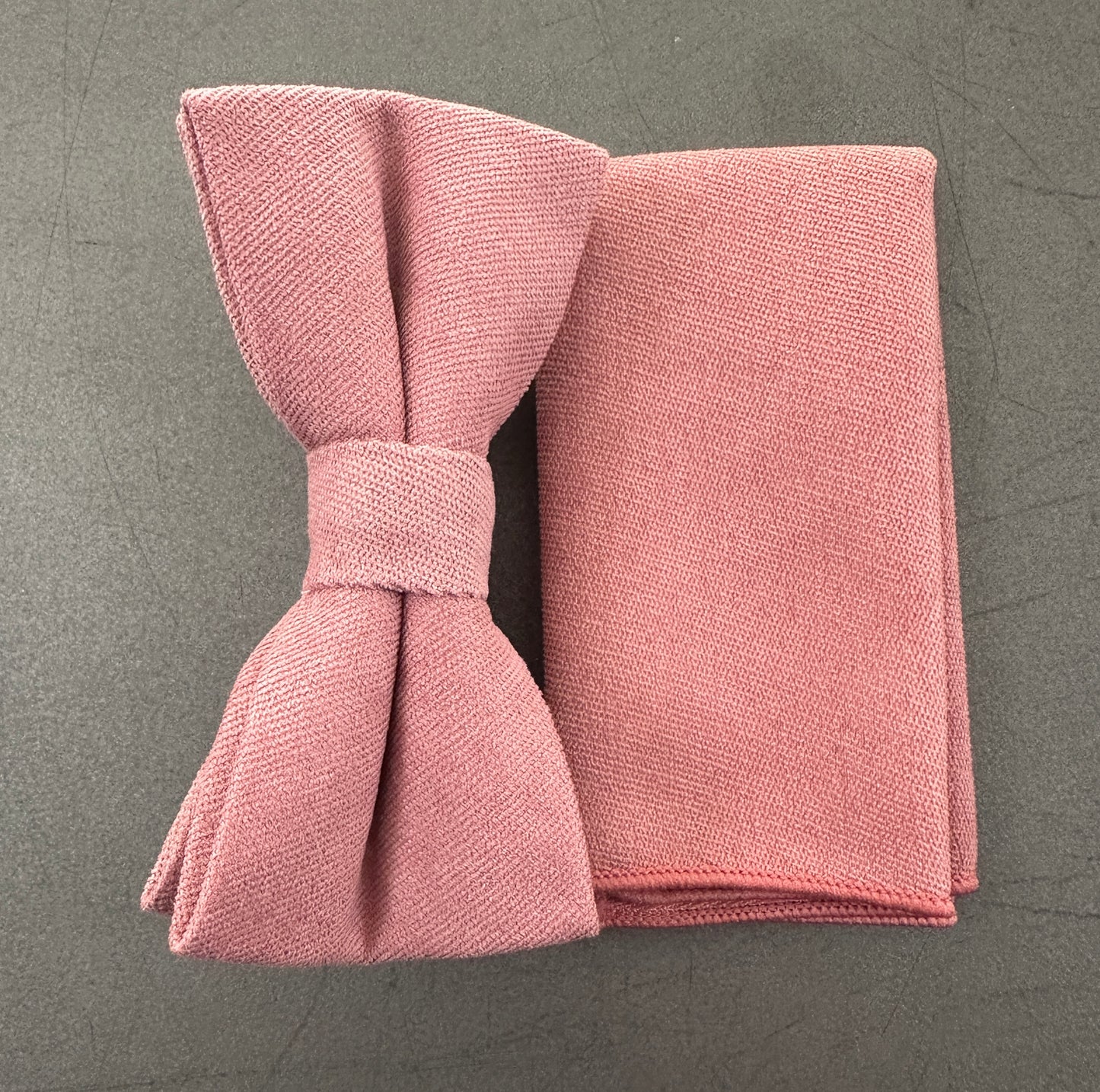 The Peony: Dusky Rose Pink Wedding Tie, Bow Tie & Pocket Square Set for Men, Women & Kids