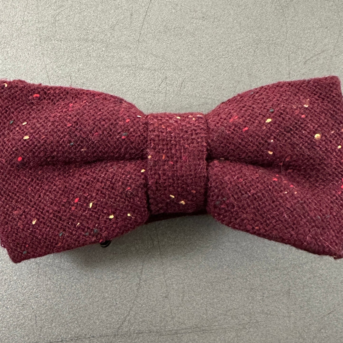 Oak: Burgundy Bow Tie, Red, Flecked, Wool, Chunky Bow Tie, Wedding Bow Tie