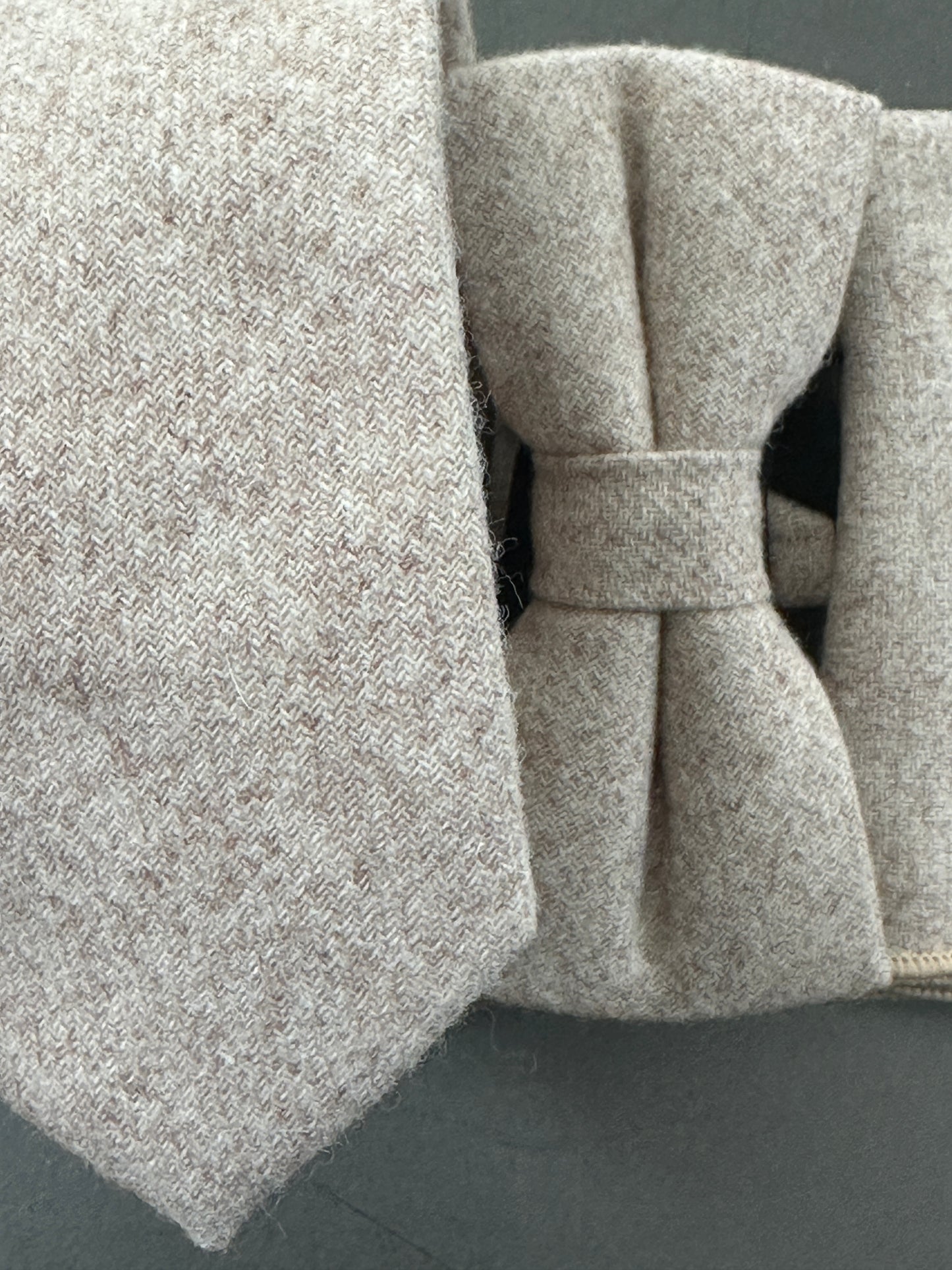 The Dill: Cream Wool Tie, Bow Tie & Pocket Square – Wedding Set in 6cm & 7cm Widths