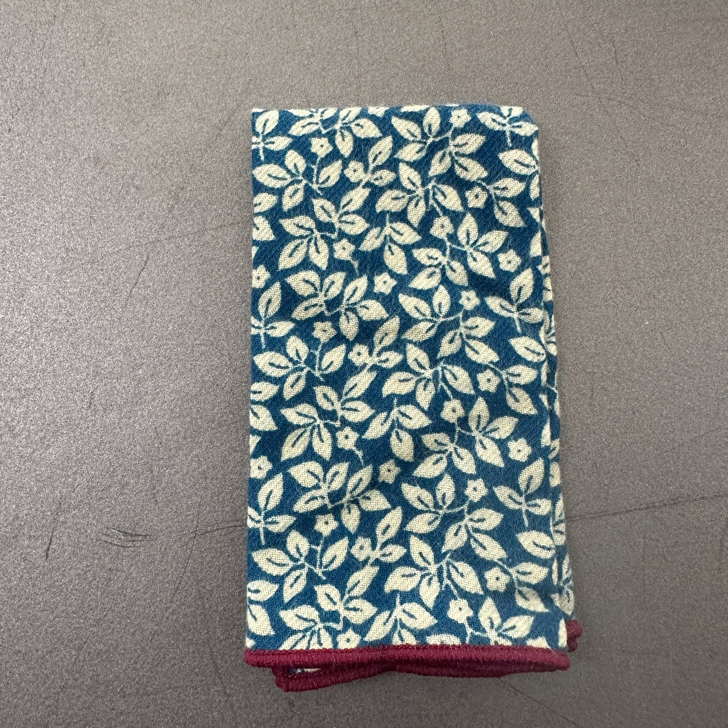 A blue floral pocket square ideal as an EDC hank.