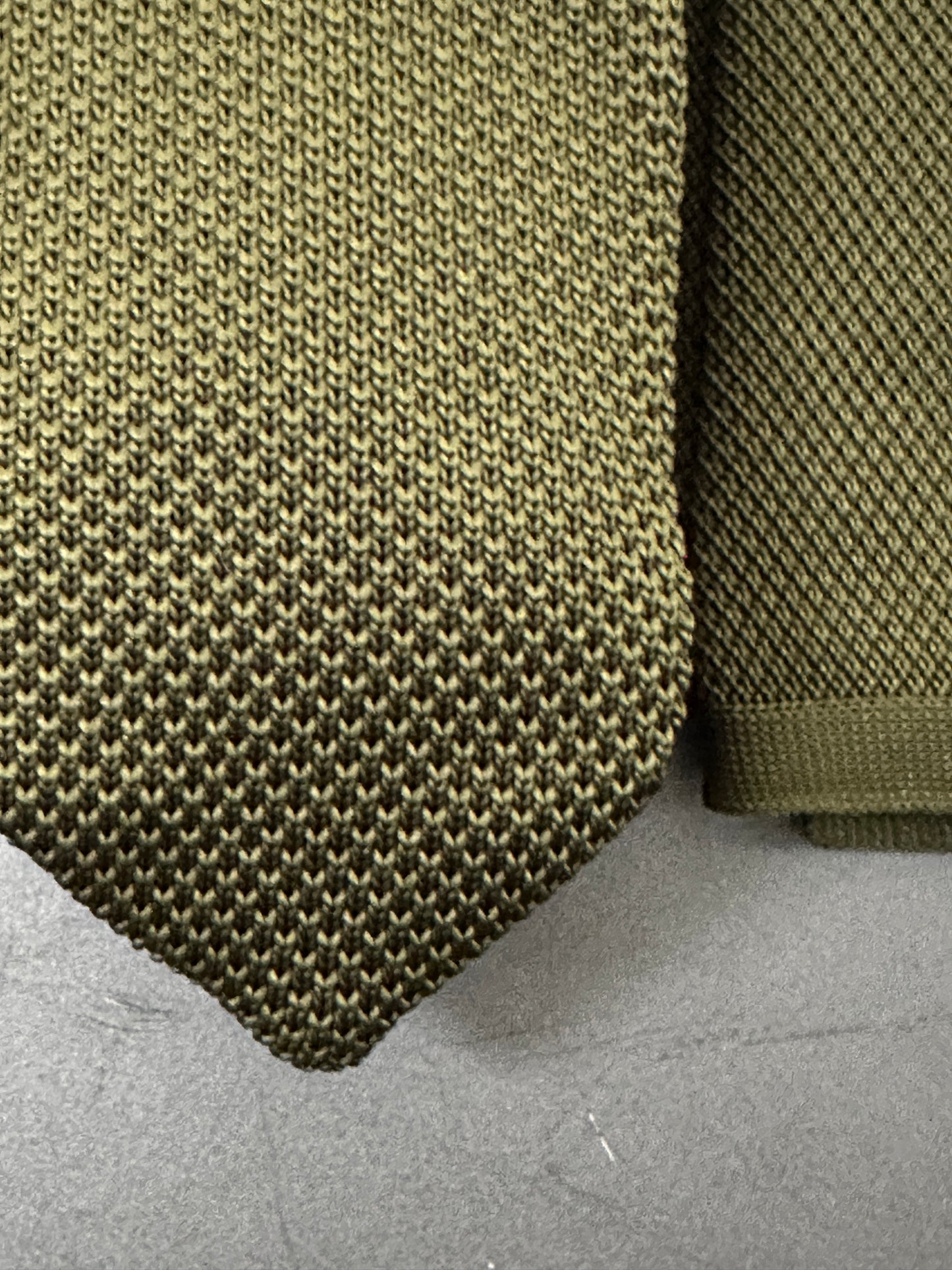 Olive: Knitted Tie, Green Knitted Tie, Pocket Square, Tie Set, Men's Ties, Wedding Ties
