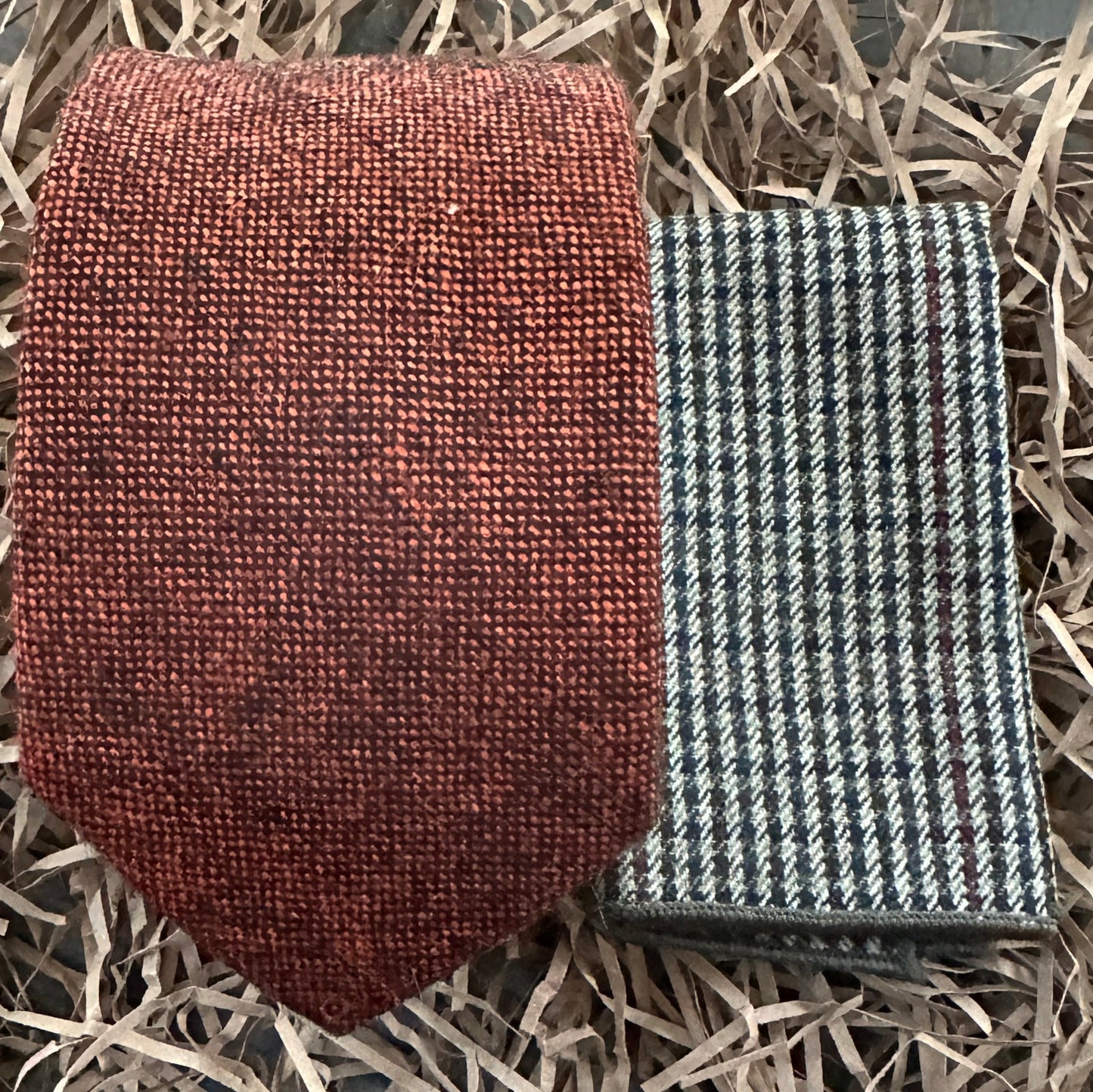 Maple burnt orange tie and pocket square.