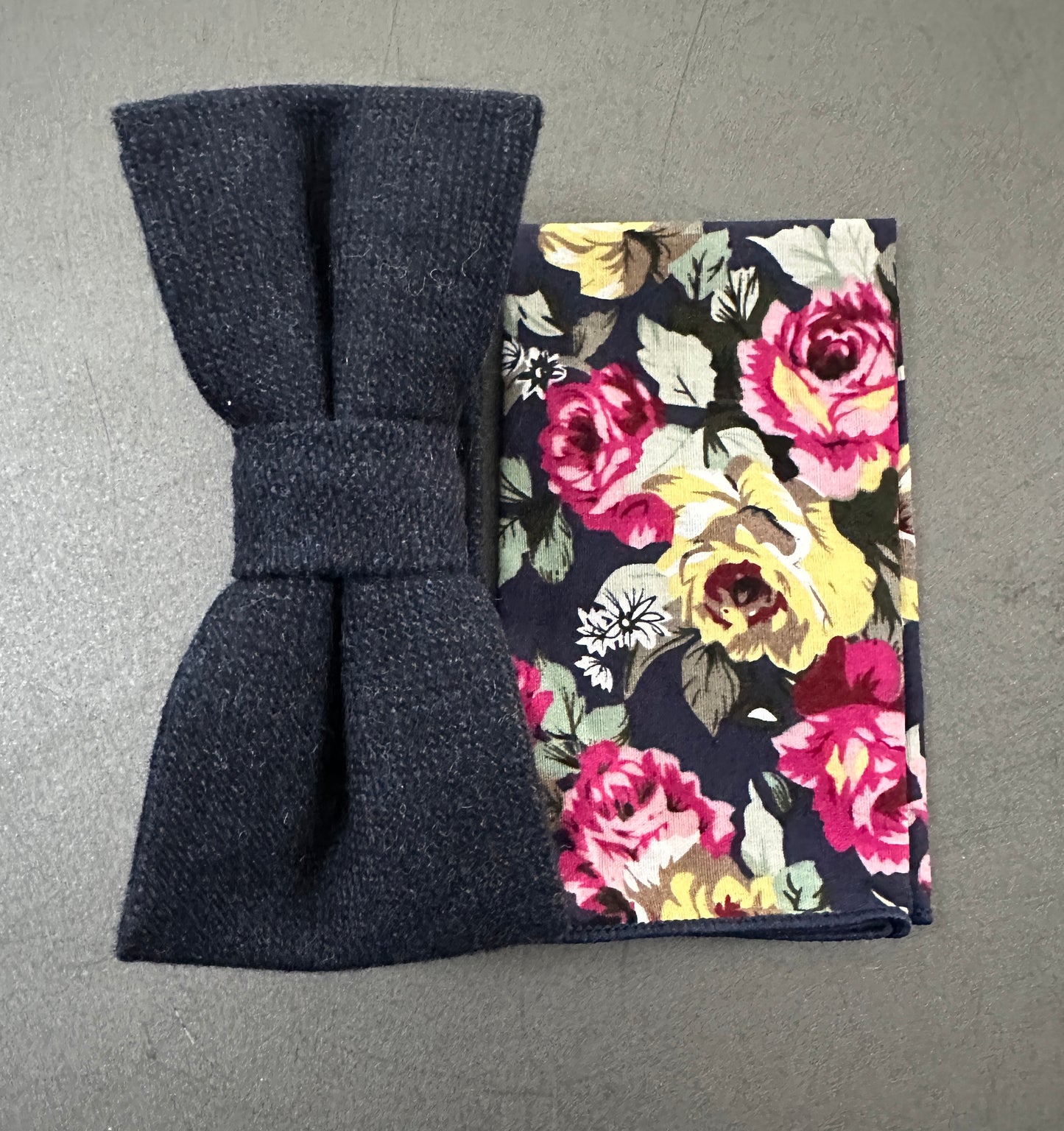 The Bellflower & Iris: Navy Blue Men's Tie, Pocket Square, Navy Blue Wool Neckties, Blue Men's Ties, Wedding Ties, Men's Gifts, Ties For Men