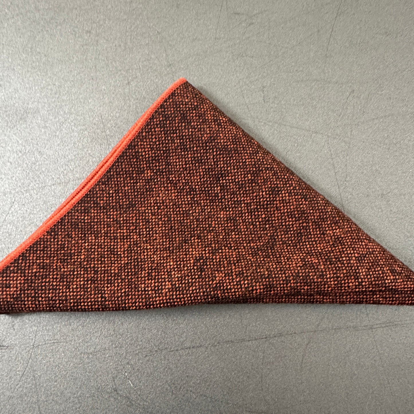 A burnt orange wool pocket square to match our ties and bow ties. These pocket squares make ideal EDC hanks for every day carry.