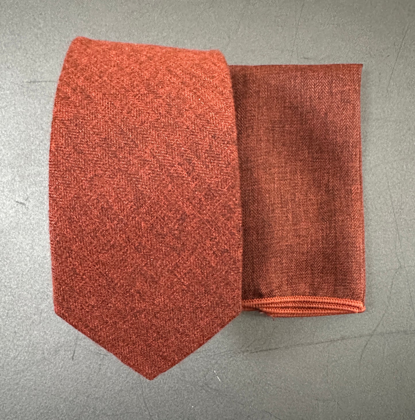 Burnt Orange Wedding Tie, Bow Tie & Pocket Square – Mix & Match Set