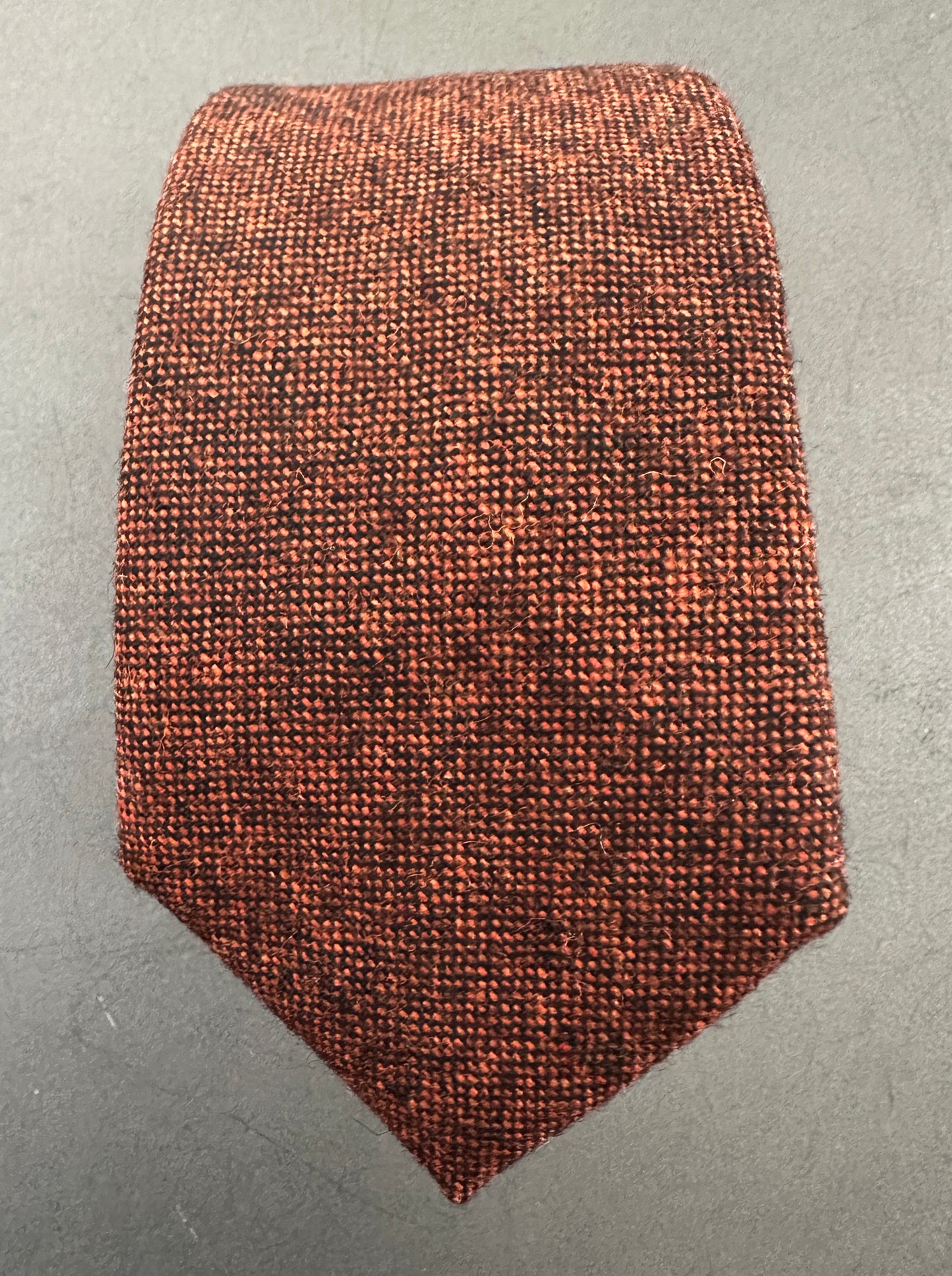 Burnt Orange Wool Tie with Black Flecks – Perfect for Grooms, Wedding Guests & Formal Wear – Pairs Beautifully with Navy & Royal Blue Suits