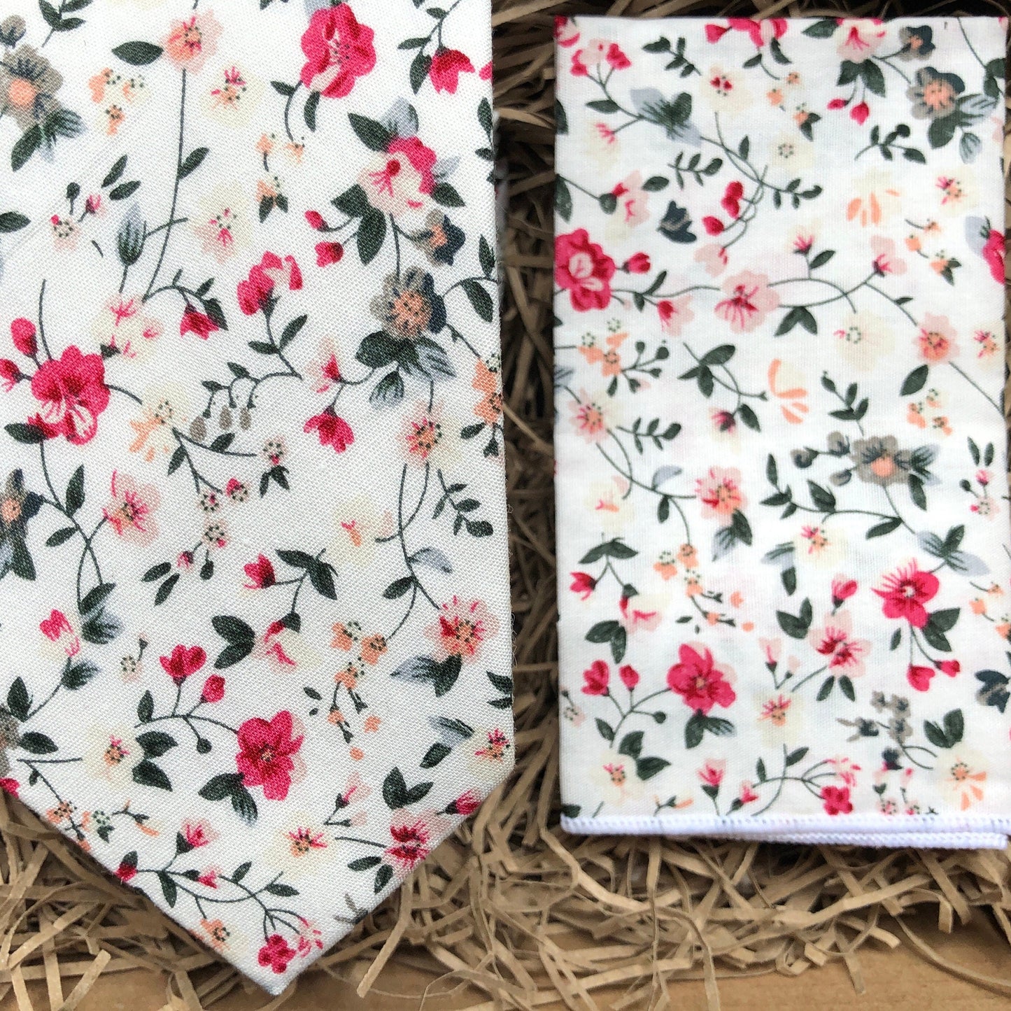 The Briar Rose Set: Floral Pink Men's Ties, Tie Set, Floral Pocket Square, Mens Gifts, Blush Pink Wedding Ties, Men's Necktie