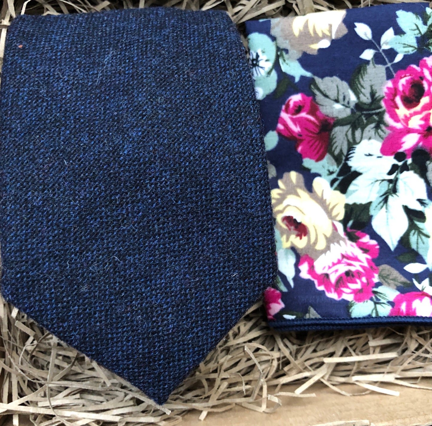 The Bellflower & Iris: Navy Blue Men's Tie, Pocket Square, Navy Blue Wool Neckties, Blue Men's Ties, Wedding Ties, Men's Gifts, Ties For Men