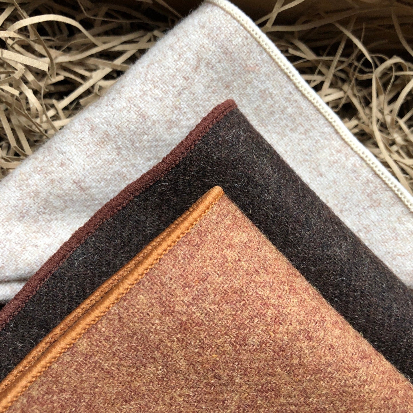 The Dill, Brushwood & Basswood: Pocket Square Set, Brown Pocket Square, Pocket Square Set, Wool Pocket Square, Mens Gifts, Groomsmen Gifts