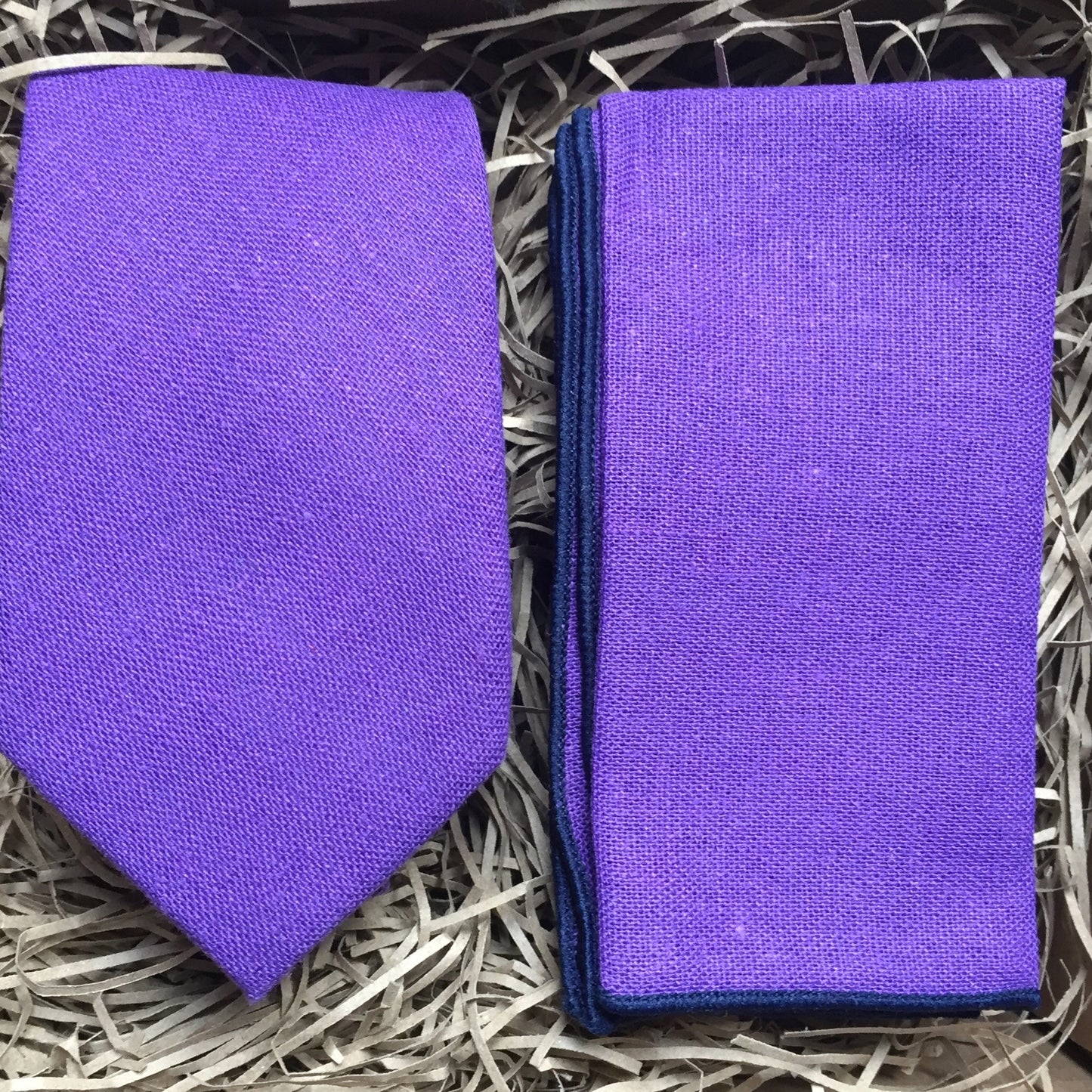 Purple men's cotton tie in a Cadbury shade. The ties are ggift wrapped we offer free shipping. Handmade by Daisy and Oak Studio.