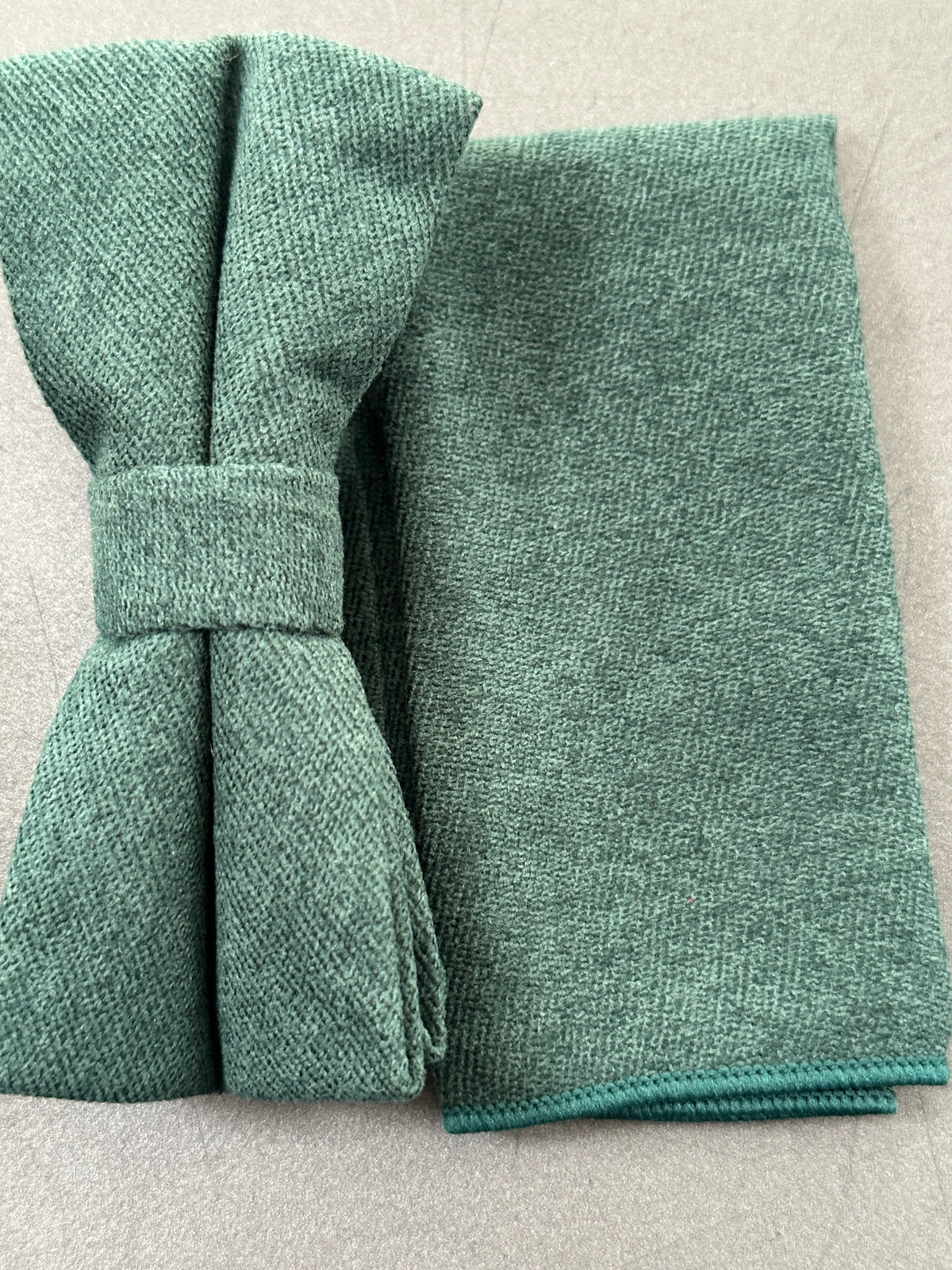 Forest Green Wedding Tie, Bow Tie & Pocket Square Set