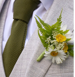 Green knit tie for weddings