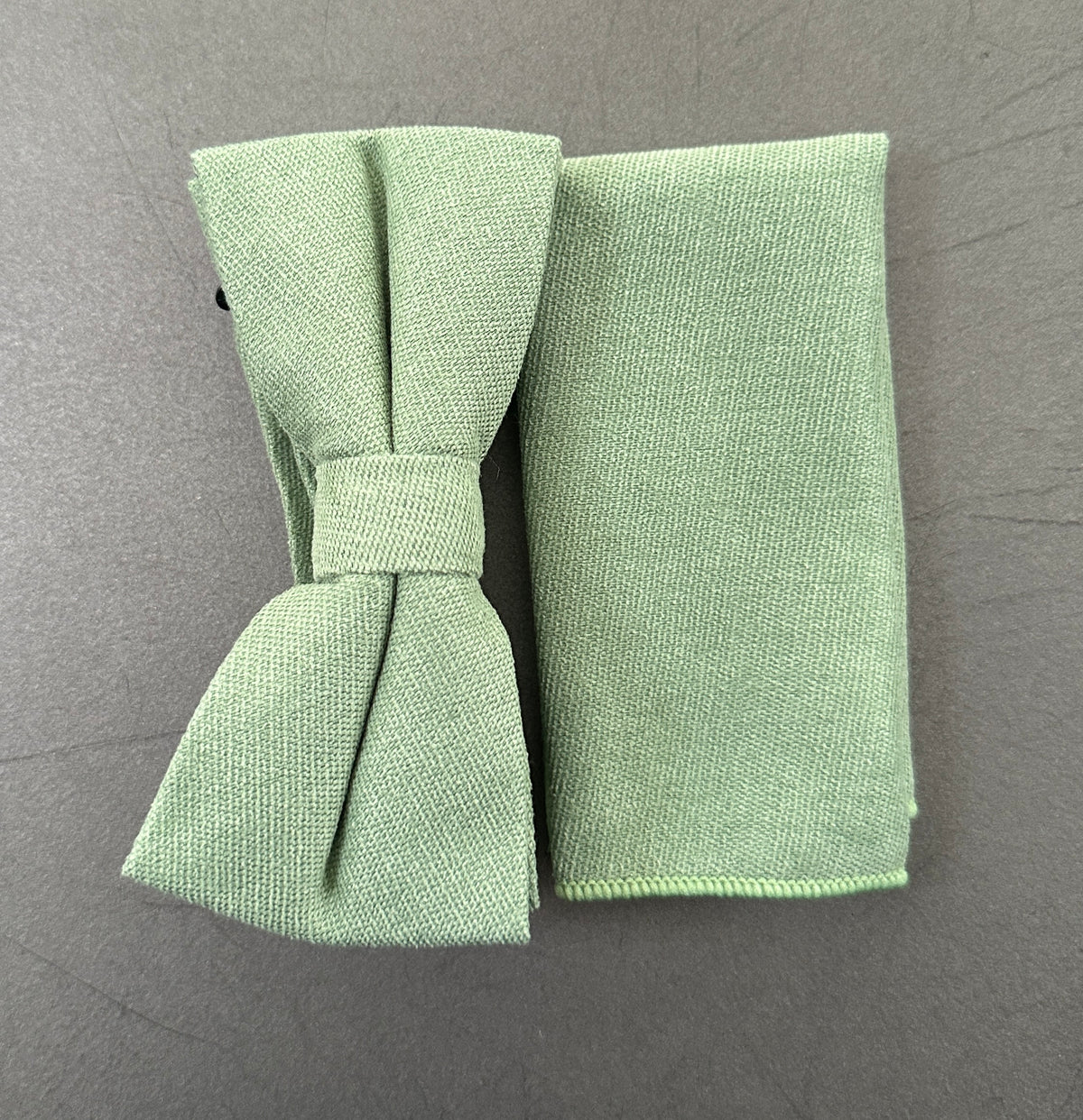 Silver-Leaf Sage Green Tie, Bow Tie & Pocket Square Set