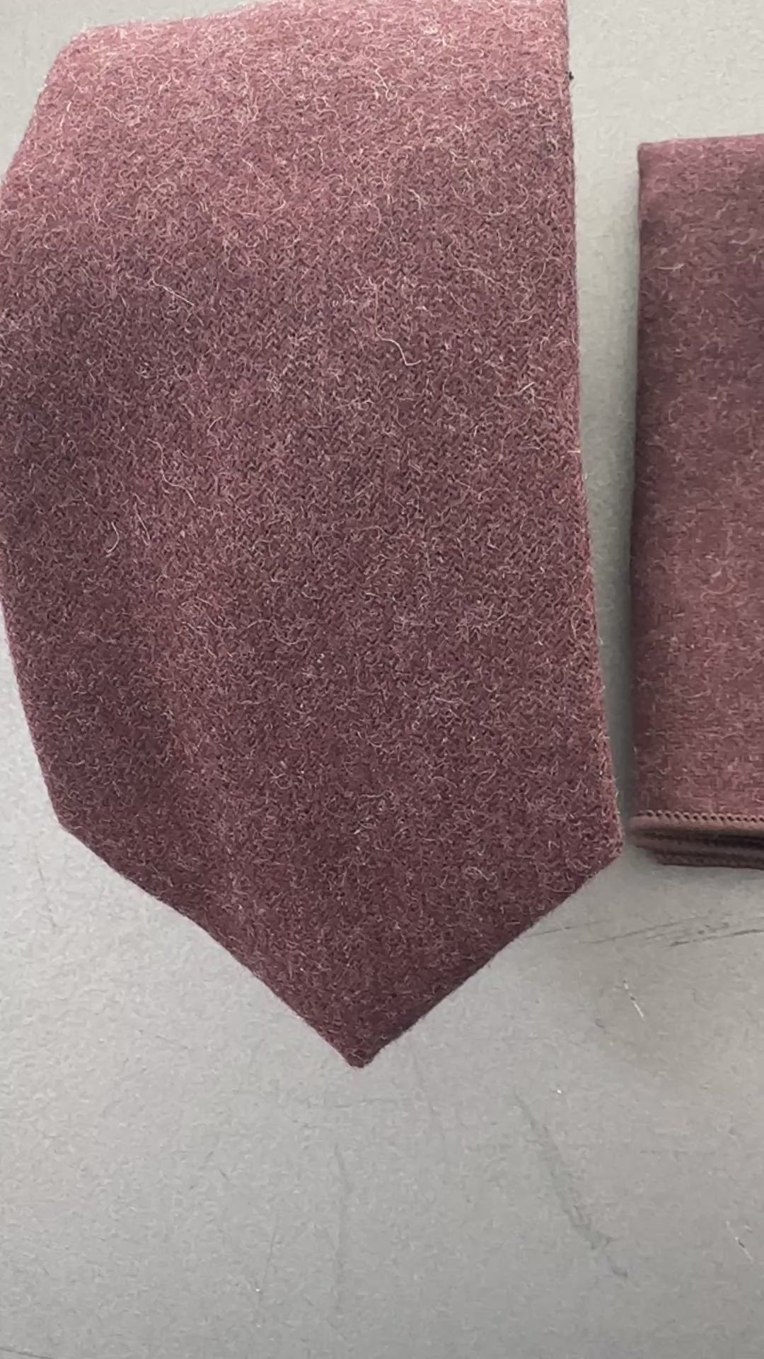 Classic cedar brown wool tie and pocket square for groomsmen.

