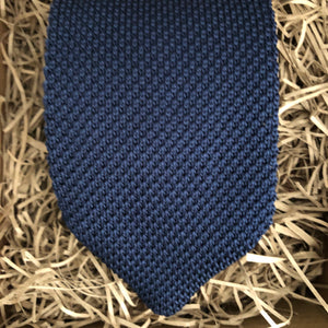 Mens navy knitted tie. ideal gift for men which comes gift wrapped and can be matched with any of our original pocket squares by Daisy and Oak Studio.