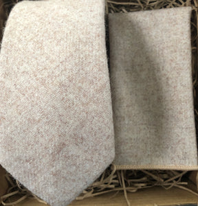 Dill: Tie and Pocket Square in an Ivory Chunky Wool For Weddings and Men's GIfts
