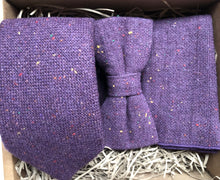 Load image into Gallery viewer, Coneflower: Men&#39;s Purple Tie, Bow Tie, Pocket Square, Wedding Ties, Men&#39;s Gifts