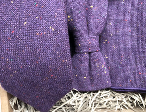 Coneflower: Men's Tie, Bow Tie, Pocket Square, Purple, Flecked Wool, Wedding Ties, Men's Gifts