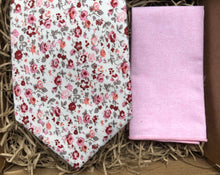 Load image into Gallery viewer, Pink Lavender: Floral Tie, Mens Wedding Tie, Pink Pocket Square, Wedding Attire