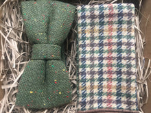 Load image into Gallery viewer, Moss &amp; Aspen: Men&#39;s Green bow Tie, Pocket Square, Moss Green, Checked Pocket Square, Men&#39;s Gifts, Wedding Ties, Wool, Bow Ties For m`en