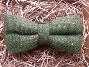 Moss: Green Flecked Wool Bow Tie - A Stylish Men's Gift Perfect for Wedding Attire