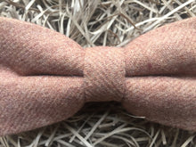 Load image into Gallery viewer, A pre-tied camel brown bow tie in wool. The bow tie comes with free gift wrapping and so is a perfect mens gift, grooms tie or groomsman gifts. It can also be used as a man&#39;s secret Santa gift
