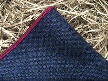 Load image into Gallery viewer, Bellflower: Pocket Square, Navy Men&#39;s Handkerchief, Wool, Men&#39;s Gift, Gift Wrapped