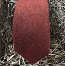 Load image into Gallery viewer, The Skyrocket Necktie: Burnt Orange, Rust Necktie, Mens Necktie, Orange Tie, Cotton Tie, Wedding ties, Gifts for Men, Ties For Men