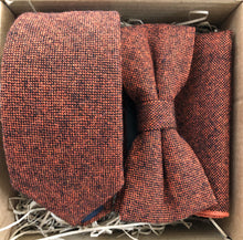 Load image into Gallery viewer, Maple: Men&#39;s Orange Tie, Bow Tie Set in Wool Ideal for Men&#39;s Gifts, Wedding Attire and Groomsmen Gifts