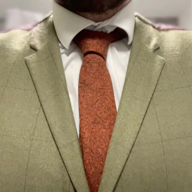 Maple: Men's Tie in a Russet Chunky Wool For Weddings, Casual and Formal Wear