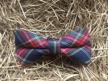 Load image into Gallery viewer, A red and blue tartan men&#39;s bow tie, perfect for formal wear. The tie comes gift wrapped and makes an amazing gift for men.
