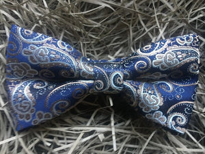 Paisley & Lupin: Blue Bow Tie, Navy Pocket Square, Bow Tie Set, Mens Gifts