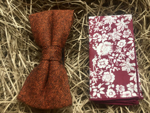 The Maple and Amaryllis: Burnt Orange Bow Tie, Wool Bow Tie, Pocket Square, Ties For Men, Gifts For Men, Wedding Ties