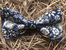 Load image into Gallery viewer, The Windflower: Blue Floral Pre-Tied Bow Tie, Floral Bow Tie, Wedding Tie, Groomsmen, Floral Ties, Wedding Attire, Ties for Men
