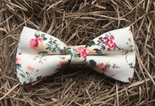 Load image into Gallery viewer, The Comte de Chambord Men&#39;s Bow Tie: Pink Floral Pre-Tied Men&#39;s Bow Tie, Wedding Ties, Tie sets, Mens Gifts, Wedding Ties, Pink Ties