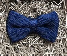 Load image into Gallery viewer, The Larkspur Bow Tie: Navy Pre-Tied Bow Tie, Blue Knitted Bow Tie, Mens Bow Ties, Knitted Bow Tie, Men&#39;s Gifts, Men&#39;s Bow Ties