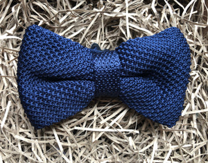 The Larkspur Bow Tie: Navy Pre-Tied Bow Tie, Blue Knitted Bow Tie, Mens Bow Ties, Knitted Bow Tie, Men's Gifts, Men's Bow Ties