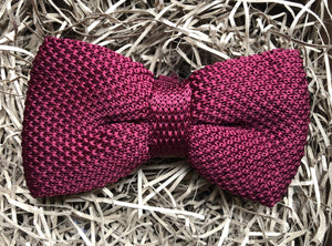 The Mulberry Bow Tie: Red Pre-Tied Bow Tie, Burgundy Knitted Bow Tie, Mens Bow Ties, Knitted Bow Tie, Men's Gifts, Men's Bow Ties
