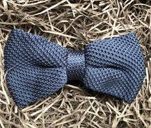 Load image into Gallery viewer, The Wild Rye Bow Tie: Grey Pre-Tied Bow Tie, Grey Knitted Bow Tie, Mens Bow Ties, Knitted Bow Tie, Men&#39;s Gifts, Men&#39;s Bow Ties