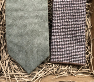 The Sage and Babington: Sage Green Necktie and Check Wool Pocket Square, Green Tie, Ties For Men, Wedding Ties, Pocket Square