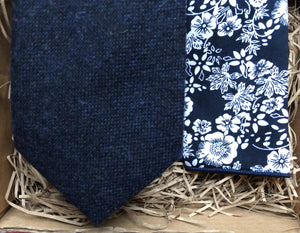 The Bellflower & Windflower: Navy Blue Men's Tie, Blue Floral Pocket Square, Blue Men's Wool Ties, Wedding Ties, Men's Gifts, Ties For Men