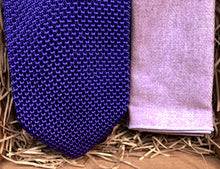 Load image into Gallery viewer, The Baneberry: Men&#39;s Purple Knitted Tie,  Lavender Pocket square, Purple Ties for men, Groomsmen Gifts, Pocket Square, Purple Wedding Ties