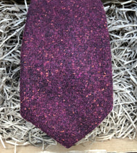 Load image into Gallery viewer, The Bear River:  Dark Purple / Burgundy Red Flecked Tie Purple Ties for men, Groomsmen Gifts, Purple Wedding Ties, Gifts For Men