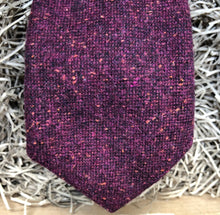 Load image into Gallery viewer, The Bear River:  Dark Purple / Burgundy Red Flecked Tie Purple Ties for men, Groomsmen Gifts, Purple Wedding Ties, Gifts For Men