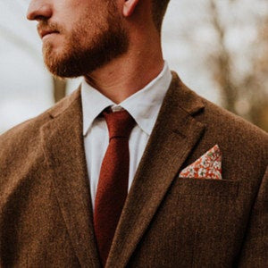 The  Skyrocket Necktie: Burnt Orange, Rust Necktie, Mens Necktie, Orange Tie, Cotton Tie, Wedding ties, Gifts for Men, Ties For Men